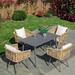 Corrigan Studio® Uinta Rectangular 4 Person 47.24" Outdoor Dining Set w/ Cushions Metal in Gray | 47.24 W x 27.56 D in | Wayfair