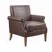 Arm Chair - Red Barrel Studio® Faux Leather Accent Arm Chair Faux Leather/Wood in Brown | 33.5 H x 29.5 W x 30.5 D in | Wayfair