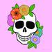 Trinx Hayan Day Of The Dead Skull Glam - Wrapped Canvas Print Canvas in Green/Pink/White | 12 H x 12 W x 1.25 D in | Wayfair