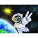 Trinx Hanaan Peace Sloth Astronaut - Wrapped Canvas Print Canvas in Black/Blue/White | 20 H x 30 W x 1.25 D in | Wayfair