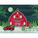 The Holiday Aisle® Gavette Full Moon Christmas Tree Farm - Wrapped Canvas Print Canvas in Gray/Green/Red | 8 H x 12 W x 1.25 D in | Wayfair