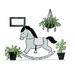 Winston Porter Garo Baby's Rocking Horse - Wrapped Canvas Print Canvas in Black/Gray/Green | 20 H x 30 W x 1.25 D in | Wayfair