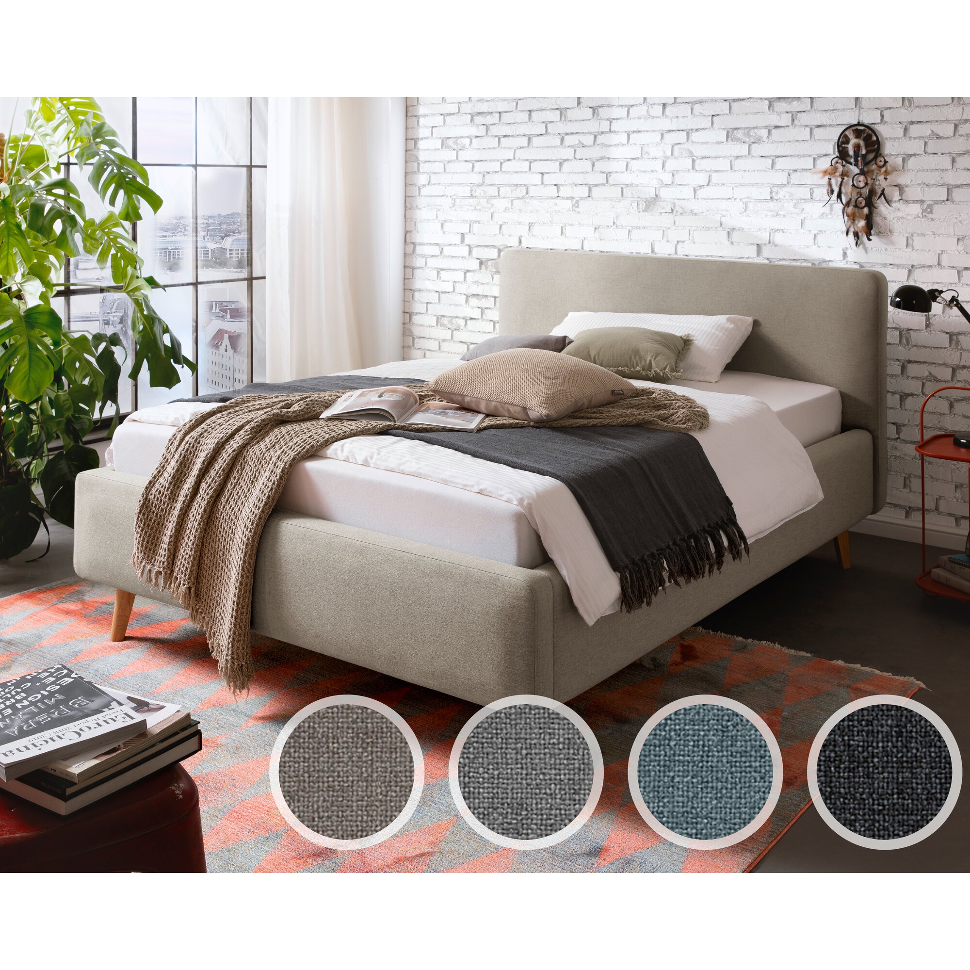 meise.möbel »Mattis« Polsterbett mit Bettkasten 140x200 cm / Eisblau / ohne Bettkasten