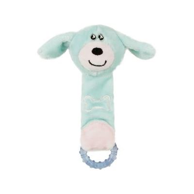 Pet Life Moo-Born Plush Squeaky & Crinkle Teething Cat & Dog Toy, Blue