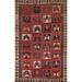 Geometric Red Shiraz Persian Antique Area Rug Hand-Knotted Wool Carpet - 4'6"x 7'2"