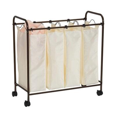 Farmhouse 4 Section Removeable Bag Wheeled Laundry Sorter Cart - 13 x 17.3 x 33.13 (LxWxH)
