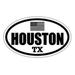 Houston TX Texas Harris County Stealthy Subdued Old Glory US Flag Oval Euro Decal Bumper Sticker 3M Vinyl 3 x 5