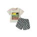 GXFC Toddler Baby Boys Summer Shorts Outfits Infant Boys Short Sleeve Graphic Print Pocket T-Shirt Tops+Checkerboard Short Pants Set Casual Clothes 2Pcs 6M-3T