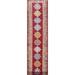 Red Geometric Anatolian Turkish Runner Rug Handmade Silk Carpet - 2'8"x 14'10"