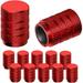 Tire Valve Stem Caps - 12 Pack Tire Caps with Corrosion Resistant Plastic Lined Universal Valve Stem Covers for Car Truck Motorcycle and Bike (Red/Barrel)