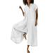 Women s Jumpsuits Rompers & Overalls Solid Colour Casual Short Sleeve Mid Length Cotton Linen Shirt Jumpers for Women