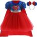 Toddler Girls Sequins Supergirl Cosplay Dress Halloween Dress Up Costume