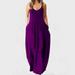 Dresses for Women 2022 Summer Strap Loose Casual Long Maxi Dresses Sexy Plain Sleeveless Beach Dress with Pocket