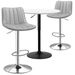 MoNiBloom 3 Piece Bar Table and Chair Set 31.5 Round Cocktail Table and Swivel Adjustable Bar Stool PU Leather for Home Balcony