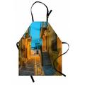 Sicily Apron Narrow Alley Street Buildings Italian Island at Evening Time Historic and Romantic Unisex Kitchen Bib with Adjustable Neck for Cooking Gardening Adult Size Multicolor by Ambesonne