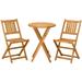 Furniture 3 Piece Folding Patio Bistro Set Natural Finish Acacia Wood-Indoor/Outdoor Round Table With 2 Chairs Slatted Tabletop Back and Seat