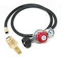 GasOne Propane Regulator with Propane Orifice High Pressure 0-30PSI with PSI Indicator 4 Feet Hose Universal QCC1 for Propane Gas Grill Heater and Fire Pit - 3/8 Female Flare Nut