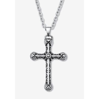 Men's Big & Tall Men'S Black Ion-Plated Antiqued Cross Pendant Necklace 26 Inch Jewelry by PalmBeach Jewelry in Black
