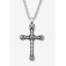 Men's Big & Tall Men'S Black Ion-Plated Antiqued Cross Pendant Necklace 26 Inch Jewelry by PalmBeach Jewelry in Black