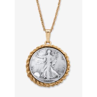 Men's Big & Tall Genuine Half Dollar Pendant Necklace In Yellow Goldtone by PalmBeach Jewelry in 1937