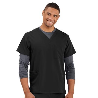 Men's Big & Tall Four Pocket Unisex Scrub Top by Jockey in Black (Size XL)