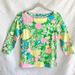 Lilly Pulitzer Tops | Lilly Pulitzer Top Boatneck Floral Print 3/4 Sleeve Size Xs | Color: Blue/Gold/Green/Pink/Yellow | Size: Xs