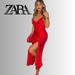 Zara Dresses | Blogger Favorite Zara Red Satin Slip Dress | Color: Red | Size: Xs