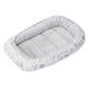 Medi Partners Baby Nest Cuddly Nest Baby Cot Bumper 100% Cotton Cot Bumper Travel Cot for Babies Infants 100 x 60 x 15 cm Removable Insert (Light with Grey Plush)