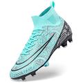 DimaiGlobal Football Boots Men's High-Top Spikes Outdoor Trainers Cleats Professional Competition Athletics Training Sneakers Teenager Breathable Soccer Shoes Unisex 6UK Turquoise