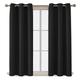 APEX FURNISHINGS Blackout Curtains For Living Room Décor, Insulated Thermal Curtains For Bedroom, Door Curtain, Eyelet Curtains 2 Panels With Tiebacks, Black Curtains (90x90) Inches