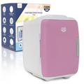 CUQOO 4L Portable Mini Fridge for Bedrooms Quiet - Pink - Luxury Table Top Fridge Fits 6 Cans | Makeup & Skincare Fridge | Small Fridge for Office - Beauty Fridge - Car Fridge - Powerful Mini Fridges