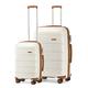 Kono Lightweight Polypropylene 2 Piece Luggage Set 20" Cabin + 28" Check in Spinner Suitcase with TSA Lock and YKK Zipper (Cream White)