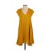 H&M Casual Dress - A-Line V Neck Short sleeves: Yellow Print Dresses - Women's Size 2