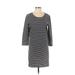 J.Crew Factory Store Casual Dress - Mini Scoop Neck 3/4 Sleeve: Blue Print Dresses - Women's Size Small