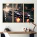 Latitude Run® Red Italian Lambo Sports Car Racing in Urban Setting III - 3 Piece Print on Canvas in White | 28 H x 36 W x 1 D in | Wayfair