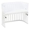 babybay Original Beistellbett mit Matratze Classic Cotton Soft, weiß lackiert, mit Nestchen Mesh-Piqué weiß Sterne perlgrau