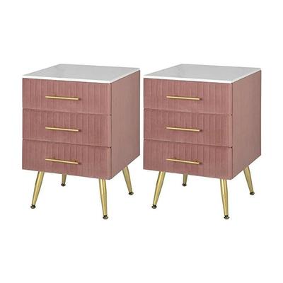Woltu - 2er Set Nachttisch Nachtschrank für Boxspringbett, Kommode mit Schubladen aus Massivholz, Image