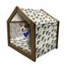 Dog Pet House Sketch Style Canine with Abstract Yellow Toned Dots Greyscale Cartoon Pets Outdoor & Indoor Portable Dog Kennel with Pillow and Cover 5 Sizes Grey Marigold White by Ambesonne