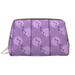 LNWH Purple Floral Stripes Pattern Makeup Bag Cosmetic Bag for Women Large Capacity Leather Makeup Bags Travel Toiletry Bag Accessories Organizer