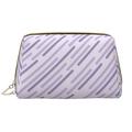 LNWH Light Purple Stripes Pattern Makeup Bag Cosmetic Bag for Women Large Capacity Leather Makeup Bags Travel Toiletry Bag Accessories Organizer