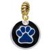 3/4 Navy Blue Paw in Black Circle - Gold Tone Rope Charm Bead