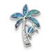 Beautiful Sterling Silver Rhodium-plated Blue Inlay Created Opal Palm Tree Slide