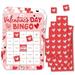 Big Dot of Happiness Happy Valentine s Day - Bingo Cards and Markers - Valentine Hearts Party Shaped Bingo Game - Set of 18