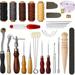 Carevas 31Pcs Leather Sewing Tools DIY Leather Craft Hand Stitching Kit with Groover Awl Waxed Thimble