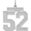 Sterling Silver Silver/Rhodium-Plated Satin Number 52 Charm (25 X 21) Made In United States qpp52