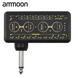 ammoon Multi-effects Guitar Headphone Amplifier Rechargeable Pocket Headphone Guitar Amp with 3.5mm Jack 10 Preamp Chorus Phaser Reverb Delay Tuner for Practice