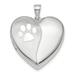 Beautiful Sterling Silver Rhodium-plated Satin & Polished Paw Prints Ash Holder Heart