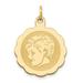 FB Jewels 14K Yellow Gold Boy Head on .013 Gauge Engravable Scalloped Disc Charm