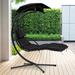 NiamVelo Hanging Chaise Lounger Chair Floating Arc Stand Air Porch Stand Hammock Patio Swing Chair with Built-in Pillow & Removable Canopy Black