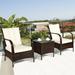 Boyel Living 3 Pcs Patio Conversation Set Rattan Furniture Set PE Rattan Chairs Set and Table White